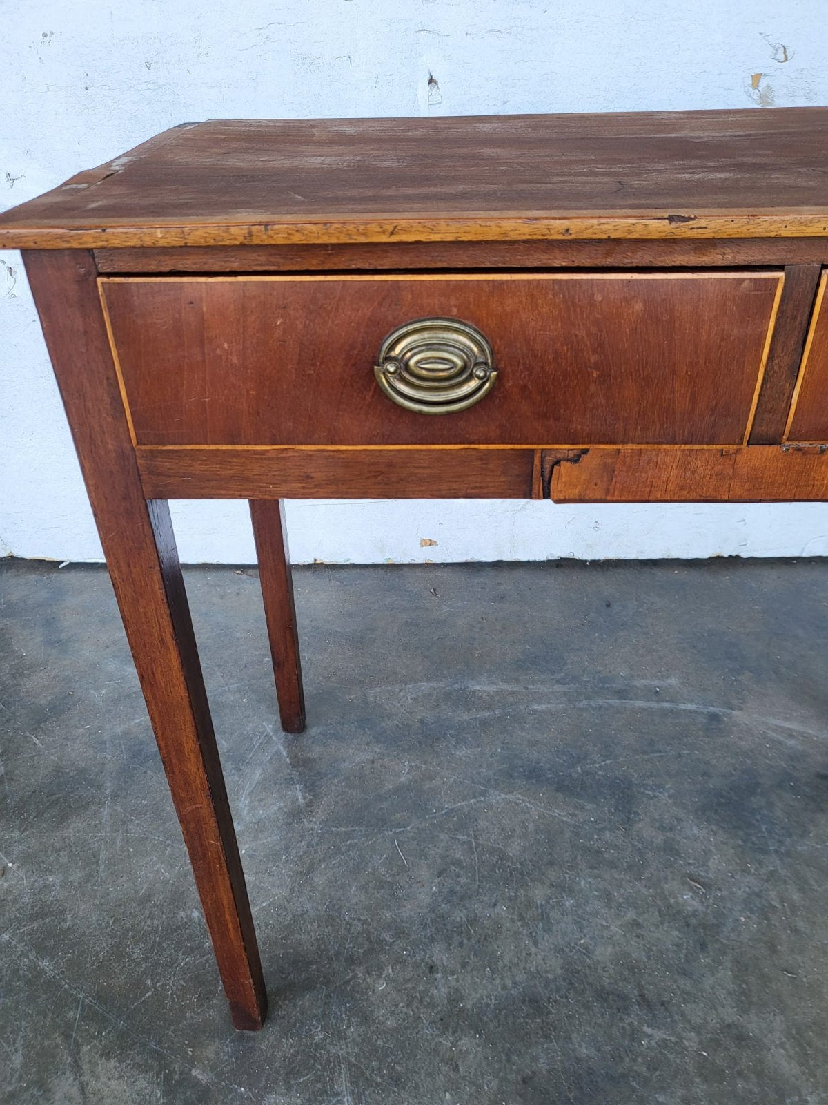 Antique Edwardian small 2 drawer writing hall table desk