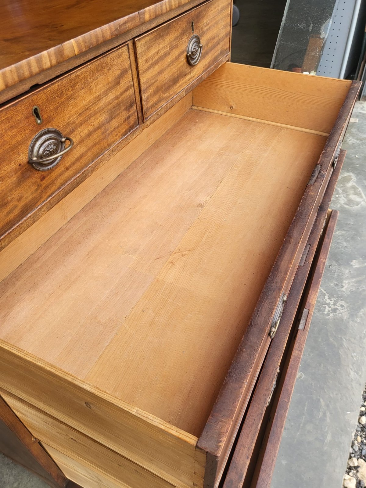 Antique Edwardian 2 over 3 chest of drawers bracket feet