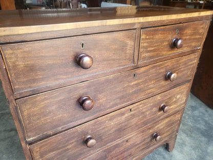 Antique Victorian 2 over 3 chest of drawers splayed legs knob handles