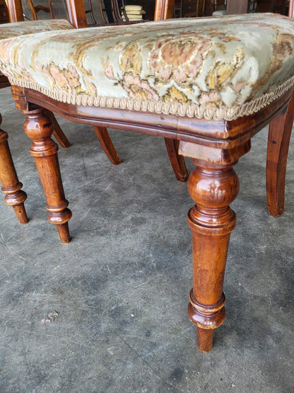 Four antique Victorian balloon back dining chairs floral seats