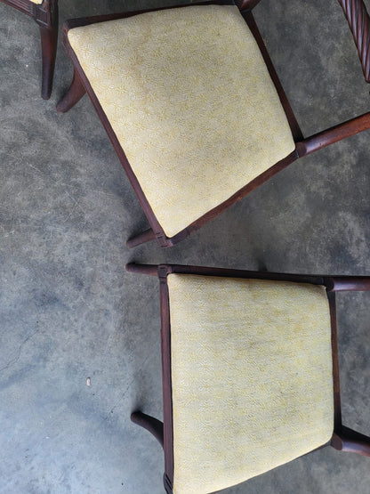 Four small antique Georgian dining chairs sabre leg