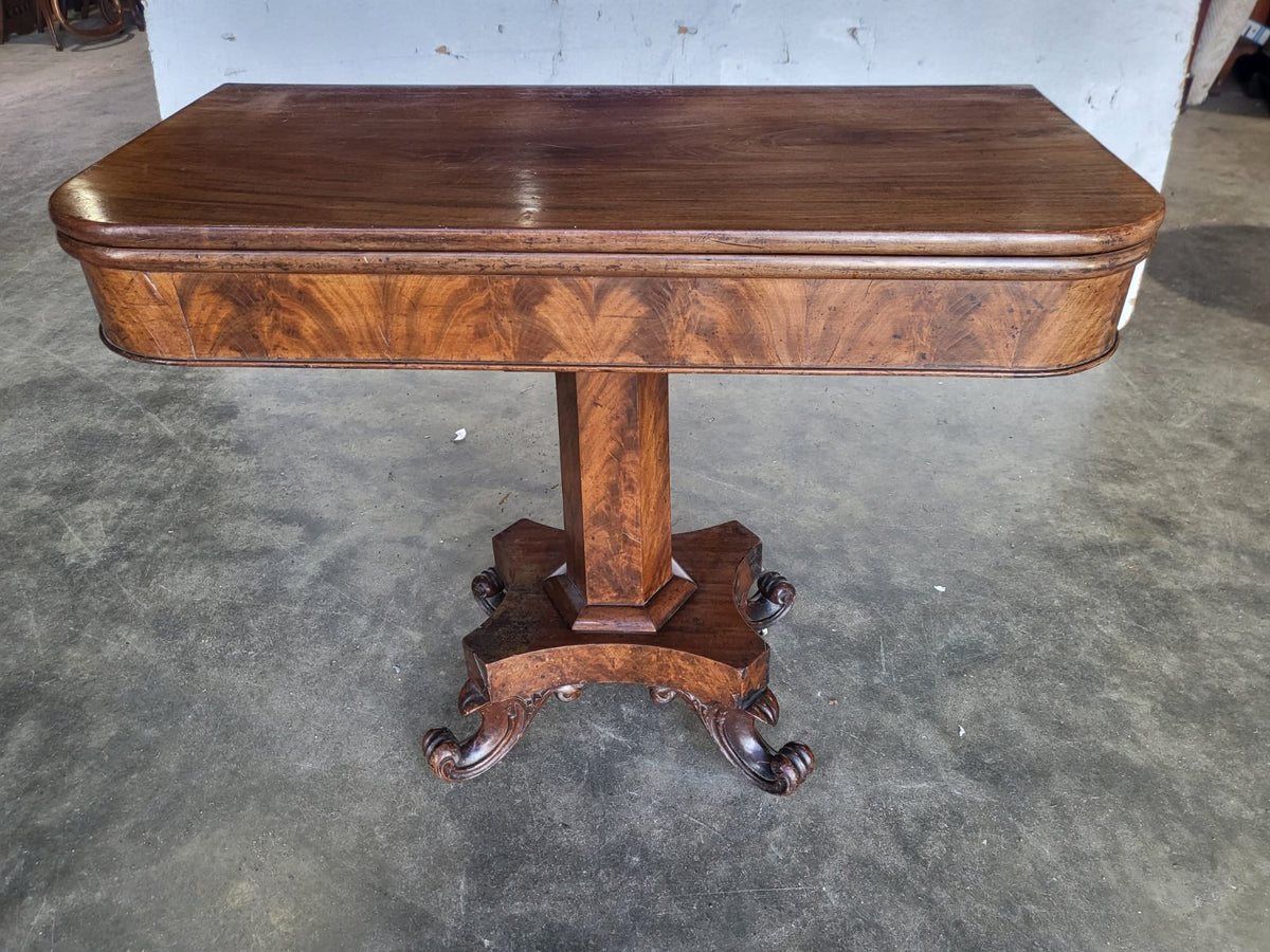 Antique Victorian pedestal fold over dining work table seat 4 desk