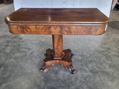 Antique Victorian pedestal fold over dining work table seat 4 desk