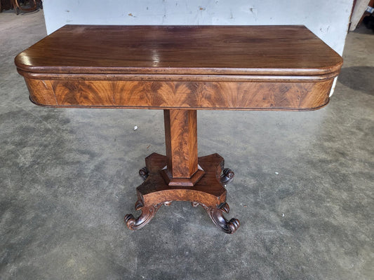 Antique Victorian pedestal fold over dining work table seat 4 desk
