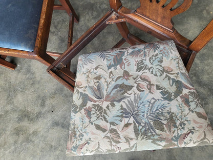 Four 4 antique Georgian mixed dining chairs drop in seats