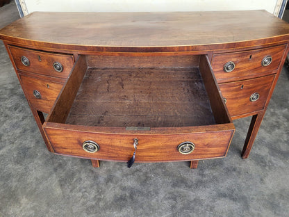 Antique Georgian bow front 4 drawer sideboard cabinet tapered legs