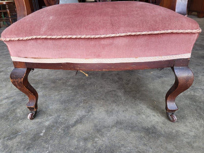Antique Victorian open bedroom tub chair cabriole legs castors