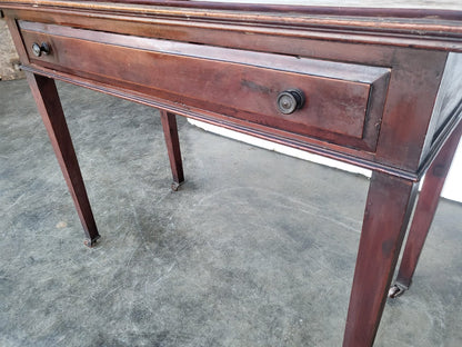 Antique Victorian single drawer writing hall table desk castors
