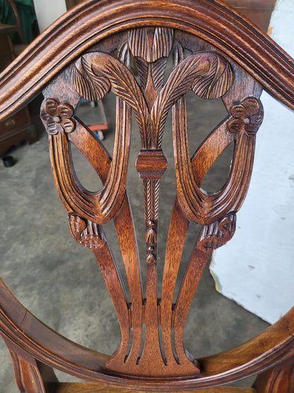 Antique repro six shield back dining chairs 2x carvers cream