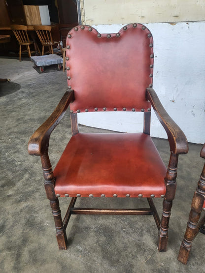 Pair vintage camel back carver chairs arm chairs turned legs red
