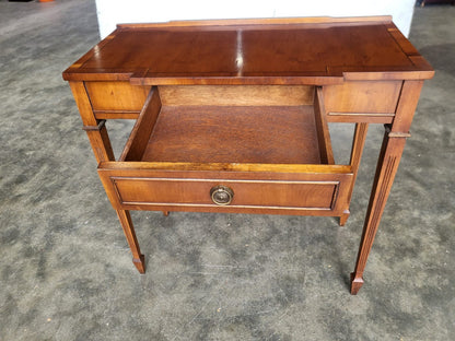 Antique repro Yew small breakfront table desk drawer