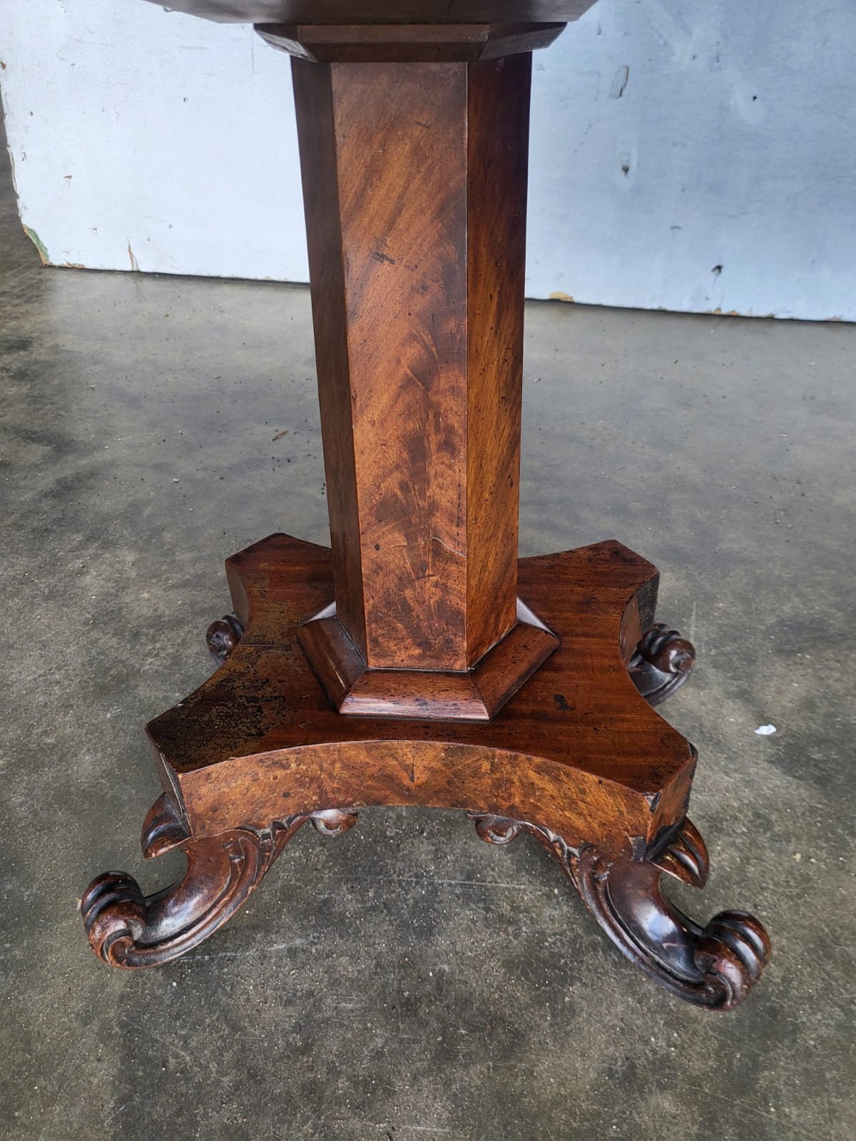 Antique Victorian pedestal fold over dining work table seat 4 desk