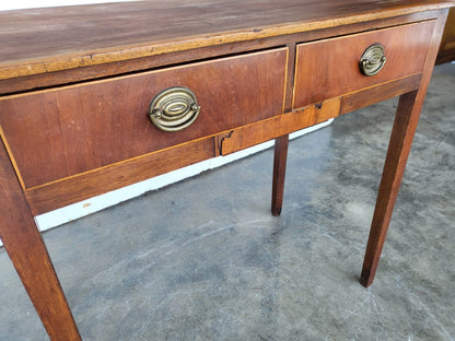 Antique Edwardian small 2 drawer writing hall table desk