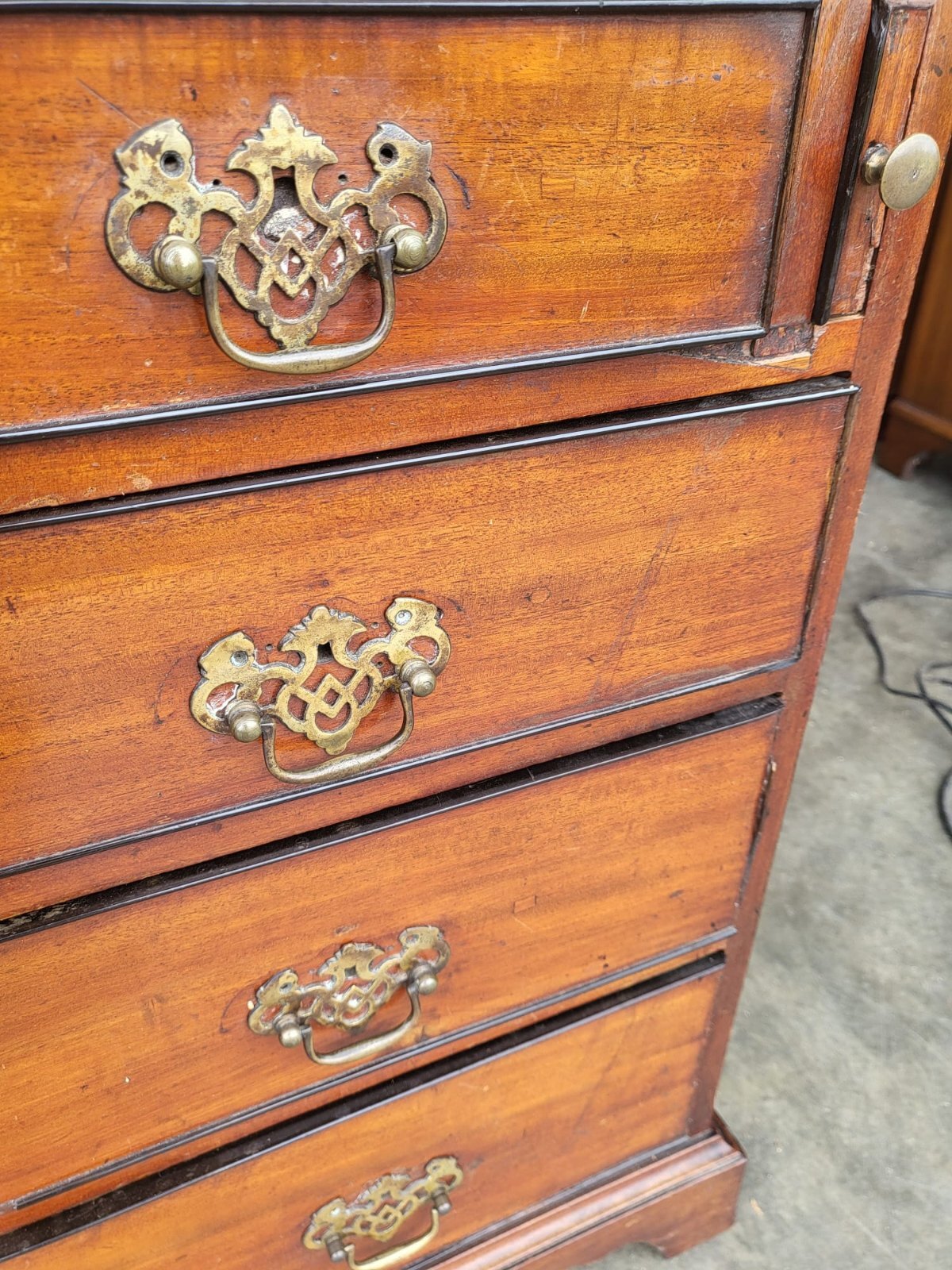 Antique mahogany small bureau desk drawers dressing table