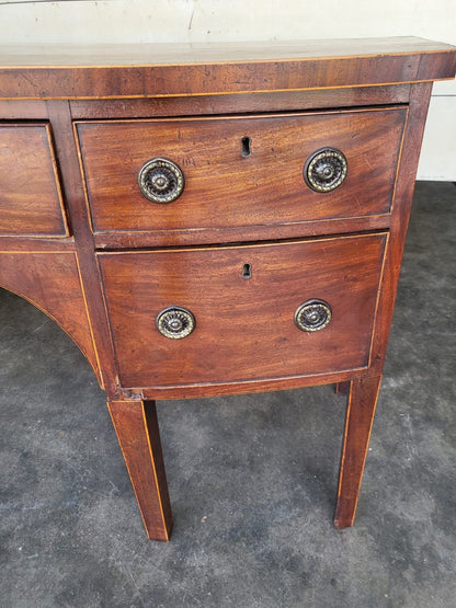 Antique Georgian bow front 4 drawer sideboard cabinet tapered legs