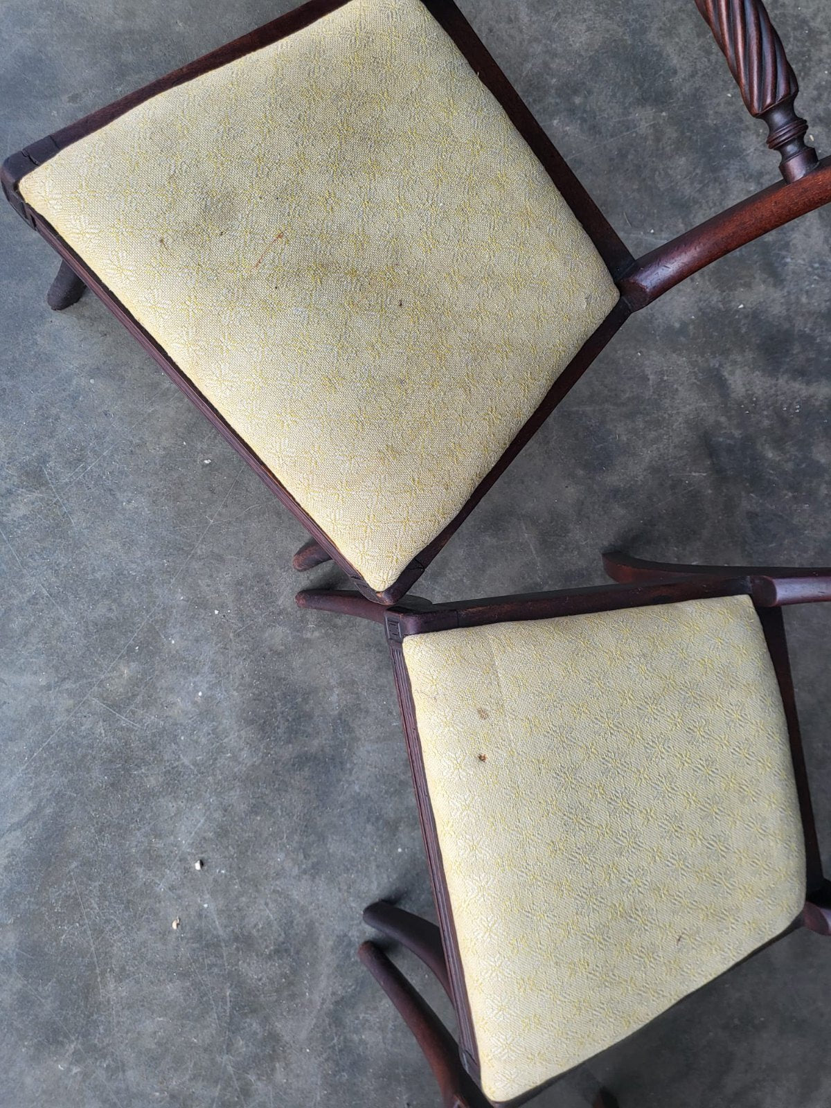 Four small antique Georgian dining chairs sabre leg