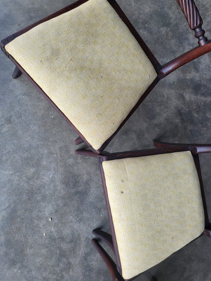 Four small antique Georgian dining chairs sabre leg