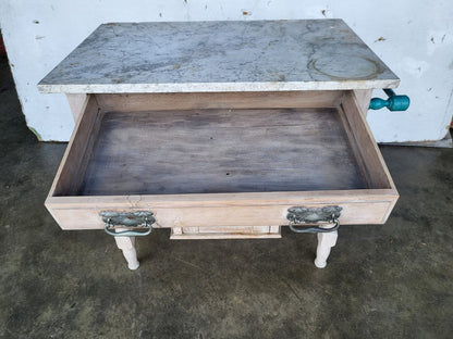 Antique Victorian small painted wash stand marble top drawer cupboard