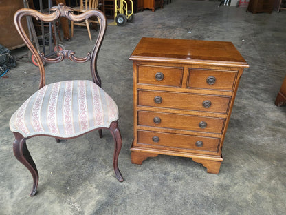 Small antique repro 2 over 3 side end chest of drawers