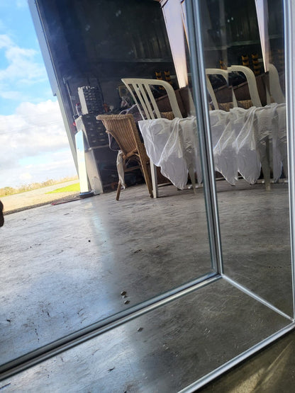 Large freestanding rectangular mirror mirrored glass frame