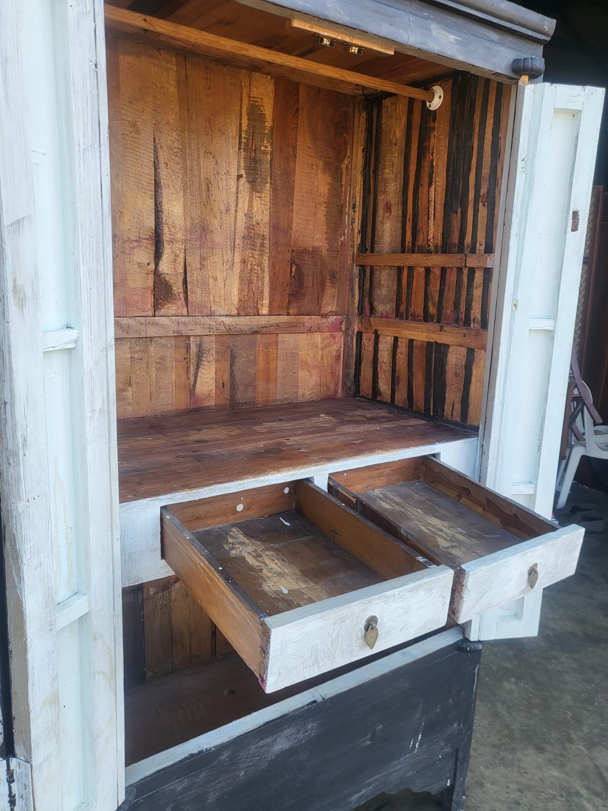 Large Chinese wardrobe linen press cupboard drawers cabinet