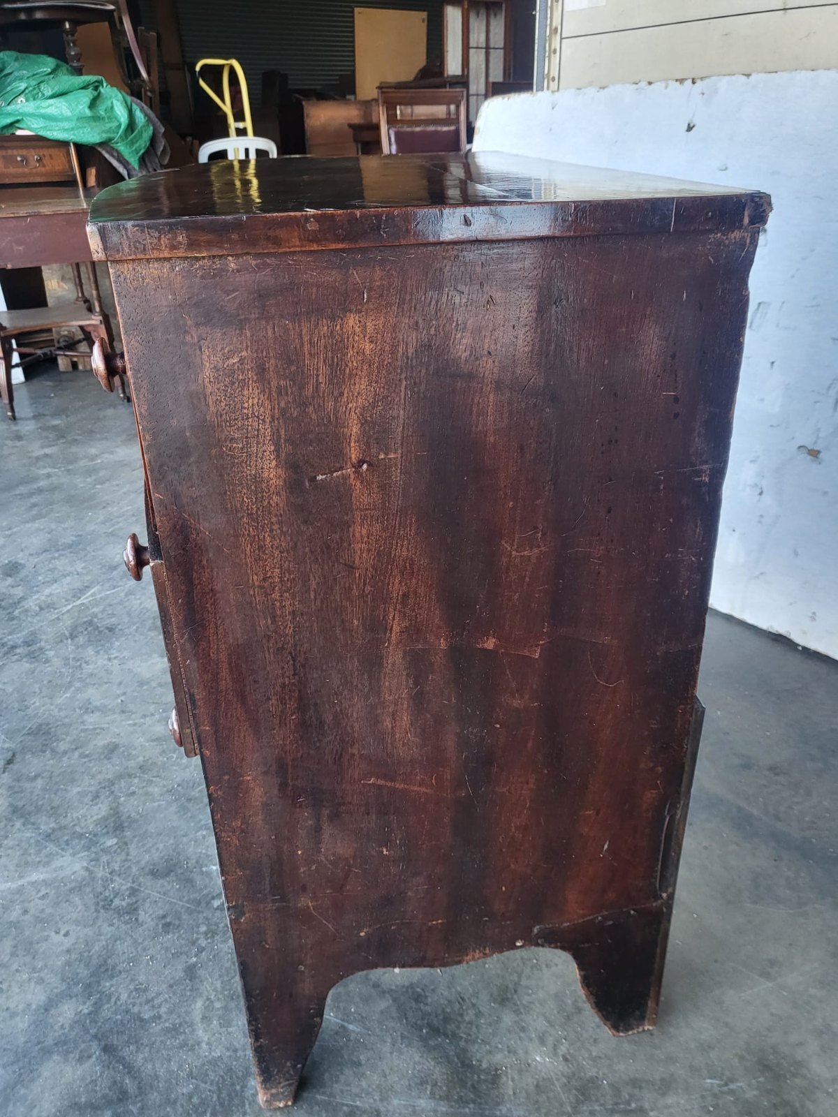 Antique Victorian small bow front 2 over 2 chest of drawers