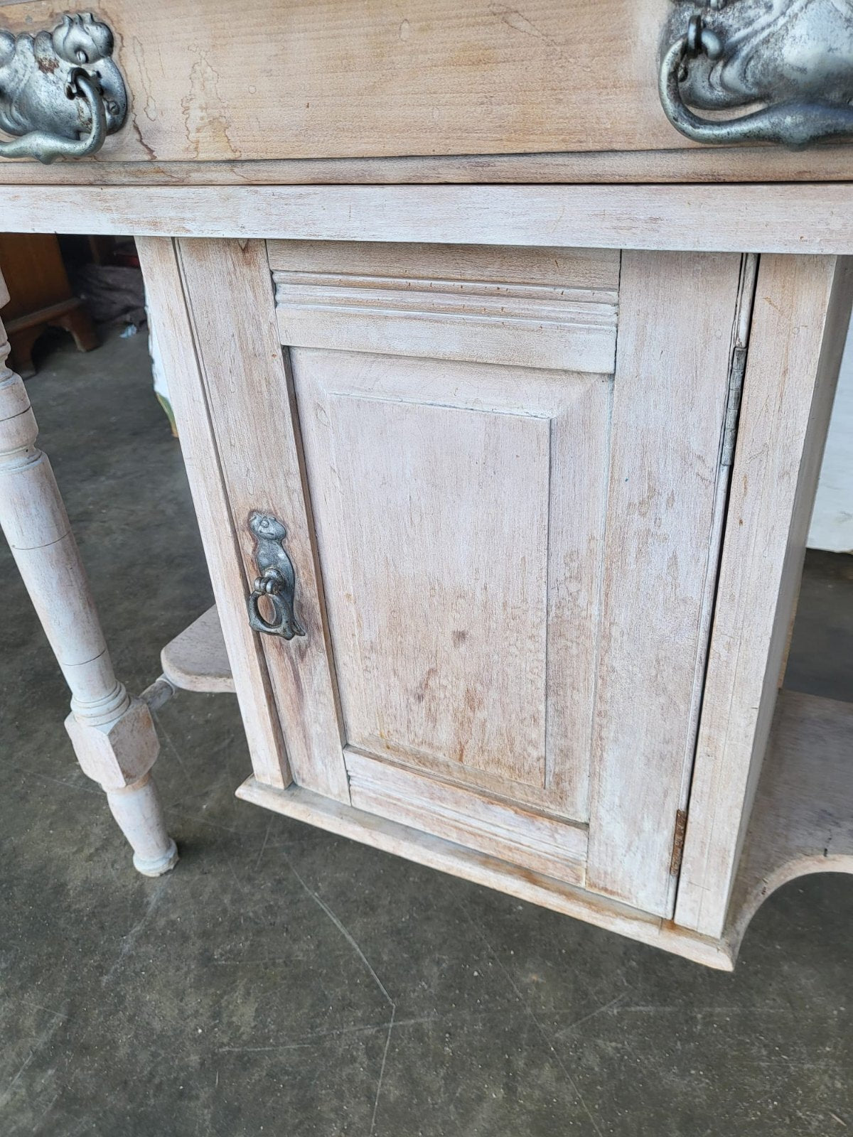 Antique Victorian small painted wash stand marble top drawer cupboard