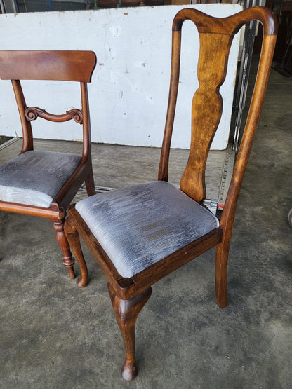 4 x antique Victorian mixed dining chairs drop in seats