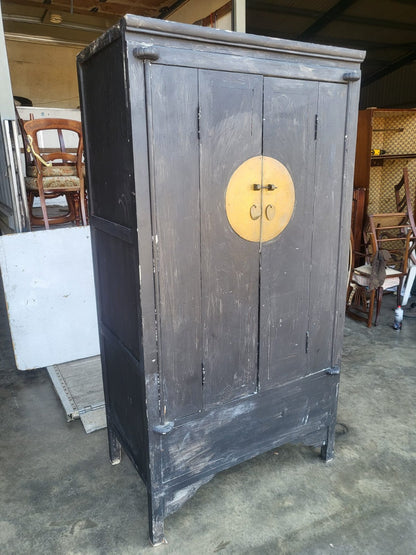 Large Chinese wardrobe linen press cupboard drawers cabinet