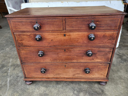 Antique Georgian mahogany 2 over 3 chest of drawers bun feet