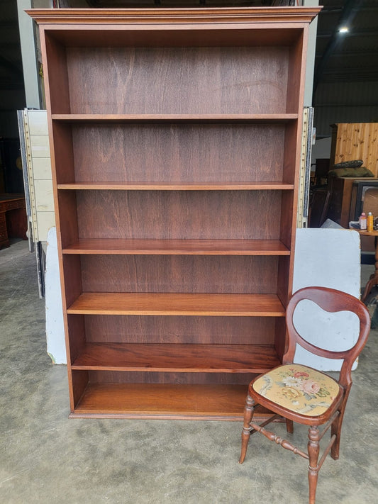 Antique repro large freestanding open bookcase adjustable shelves