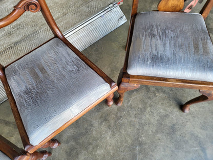 4 x antique Victorian mixed dining chairs drop in seats