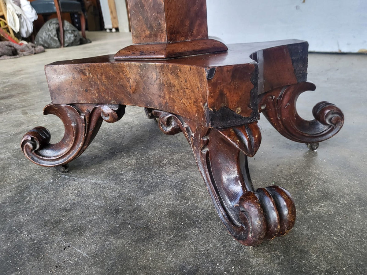 Antique Victorian pedestal fold over dining work table seat 4 desk