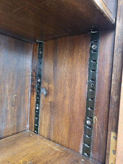 Antique Edwardian glazed bookcase cabinet drawers cupboard shelves