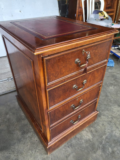 2 x antique repro filing cabinet leather top drawers file drawers PRICE X 1