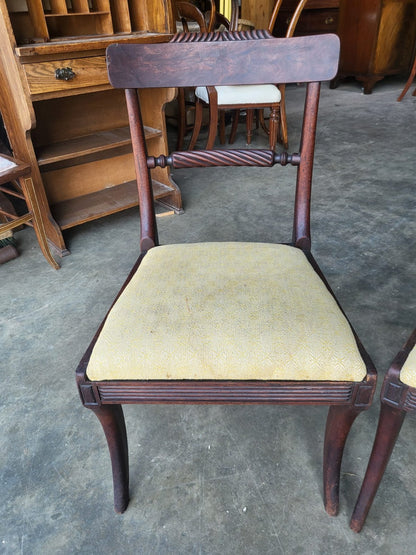 Four small antique Georgian dining chairs sabre leg