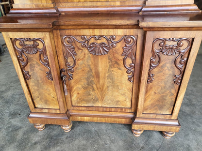 Antique mahogany small break front glazed bookcase cabinet cupboard