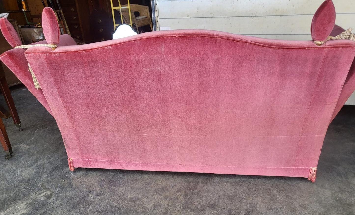 Vintage Pink 3 seat drop arm knole sofa settee day bed foam cushions