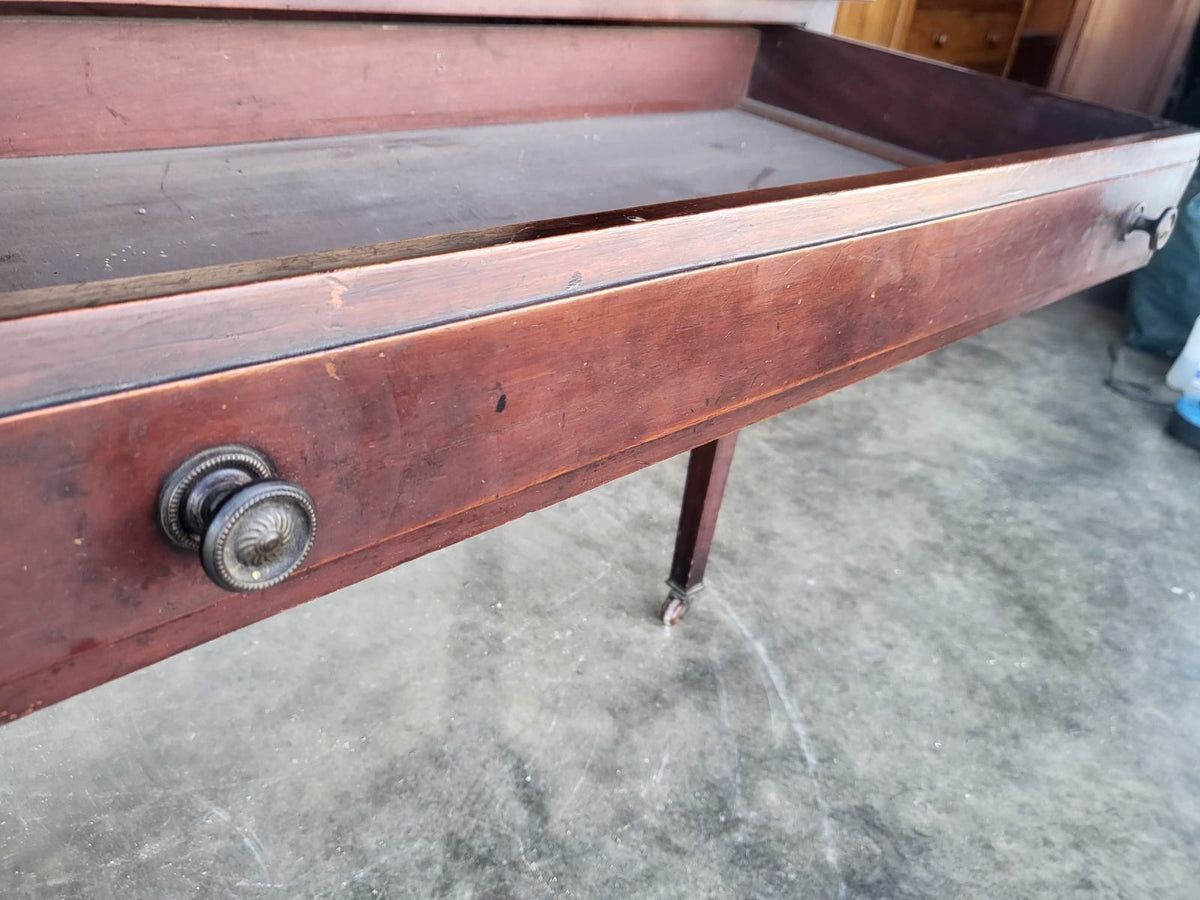 Antique Victorian single drawer writing hall table desk castors