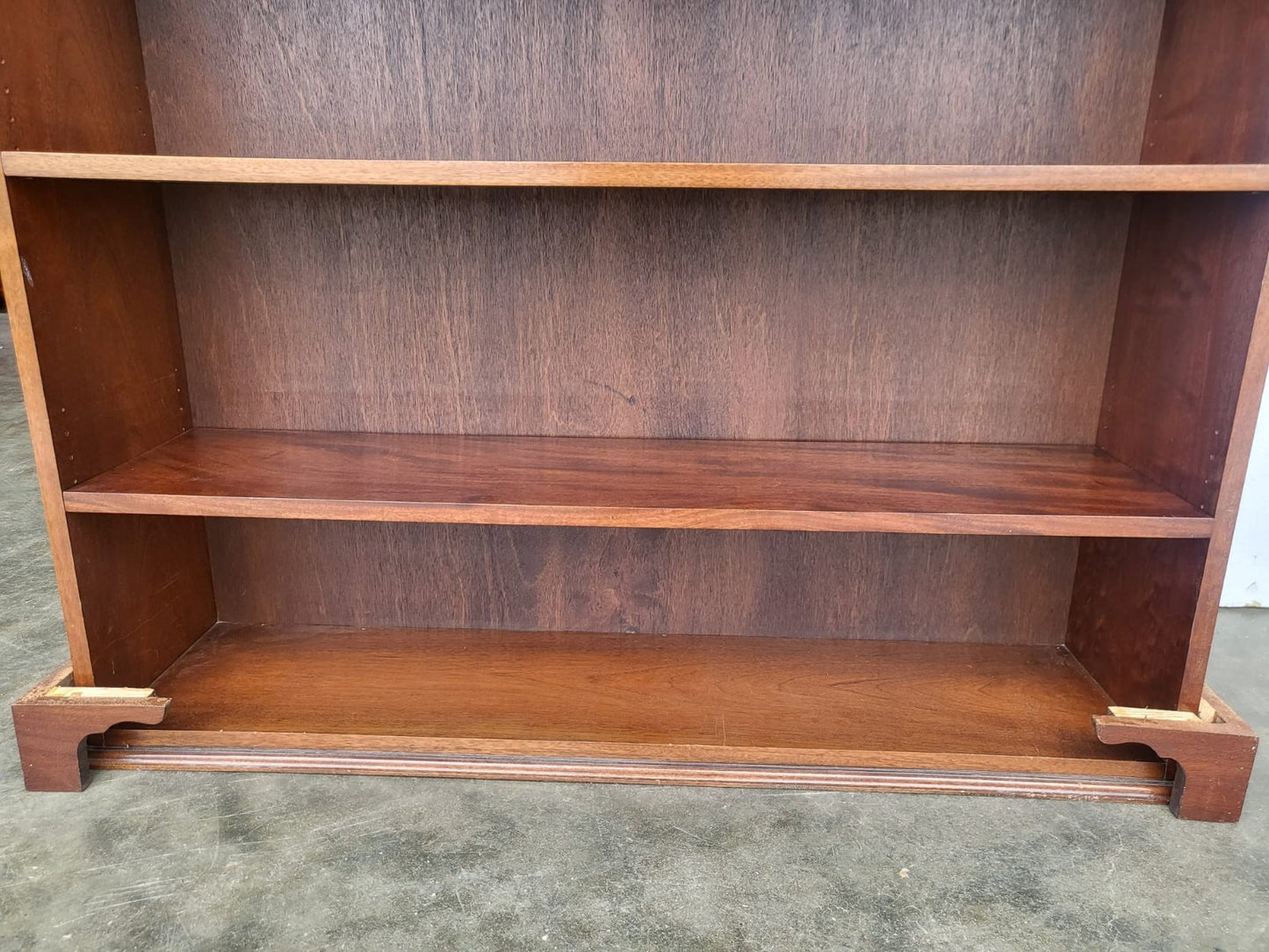 Antique repro large freestanding open bookcase adjustable shelves