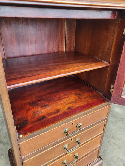Antique Victorian tall glazed side end cabinet drawers cabriole legs