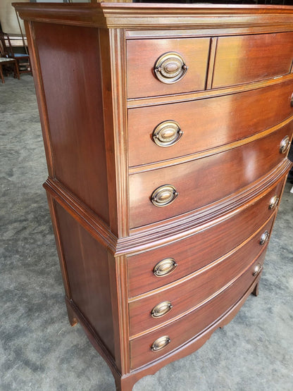 Antique repro bow front chest on chest chest of drawers splayed legs
