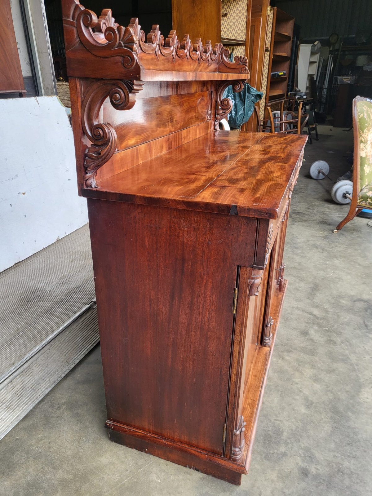 Antique Victorian chiffonier sideboard gallery drawers cupboard
