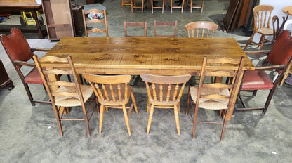 Large rustic pine dining table seat 10 two drawers square legs
