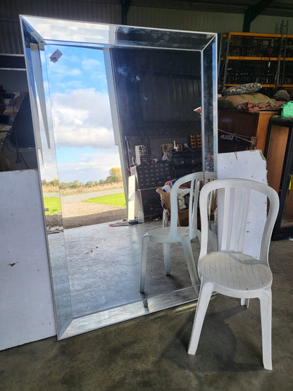 Large freestanding rectangular mirror mirrored glass frame