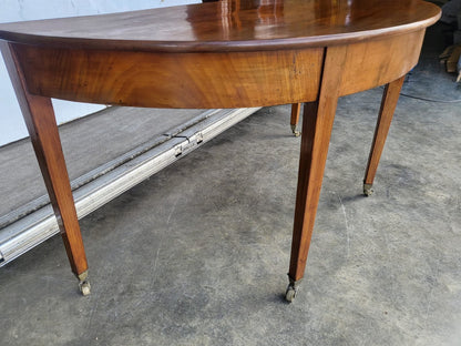 Antique Victorian large demi lune table hall side end desk