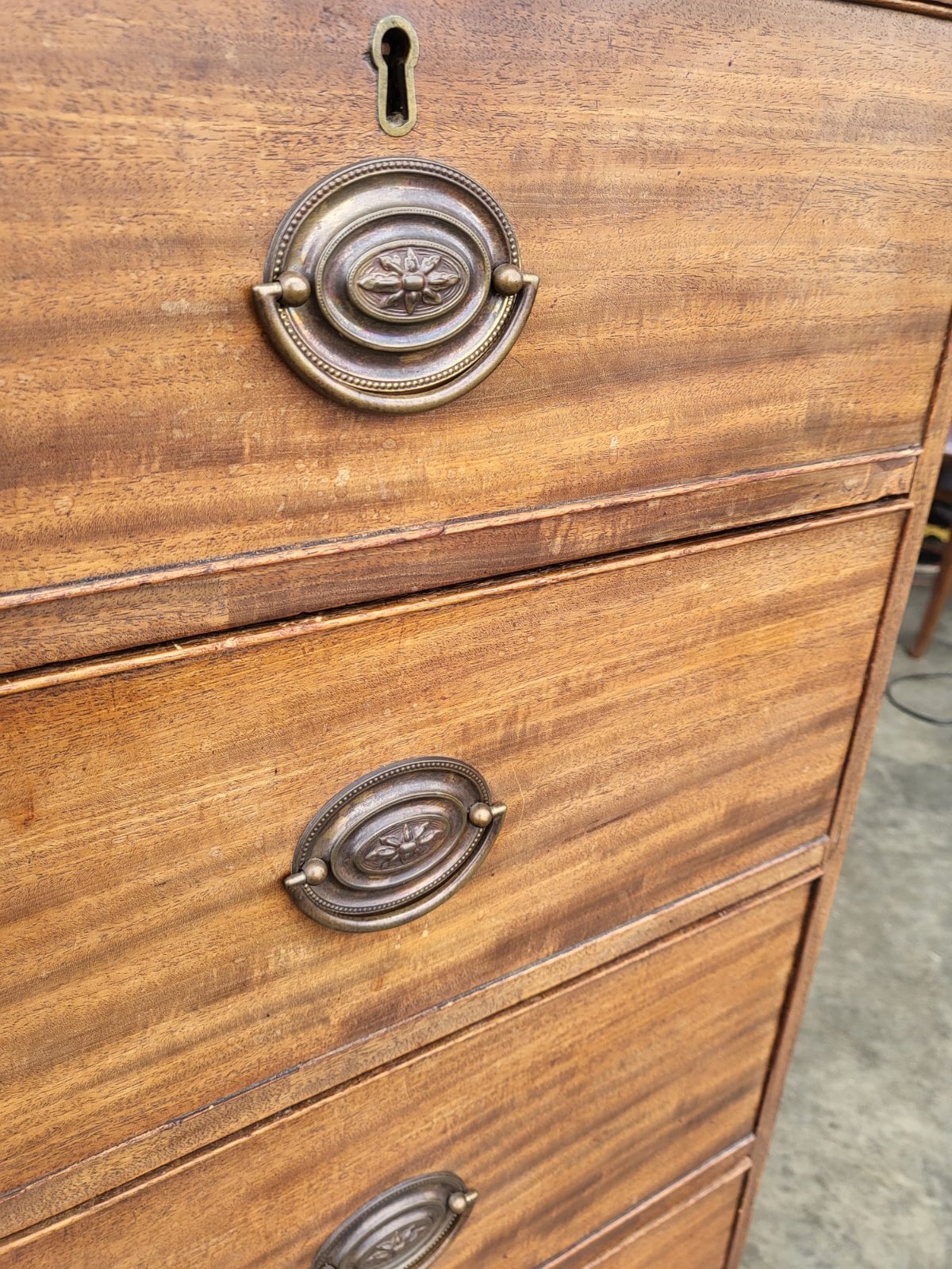 Antique Edwardian 2 over 3 chest of drawers bracket feet
