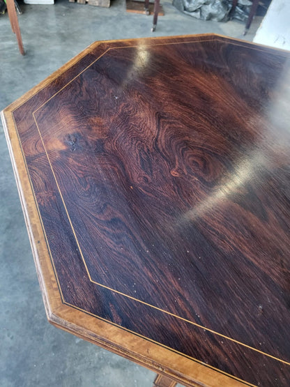 Antique Victorian Rosewood octagonal inland 2 tier side lamp occasional table