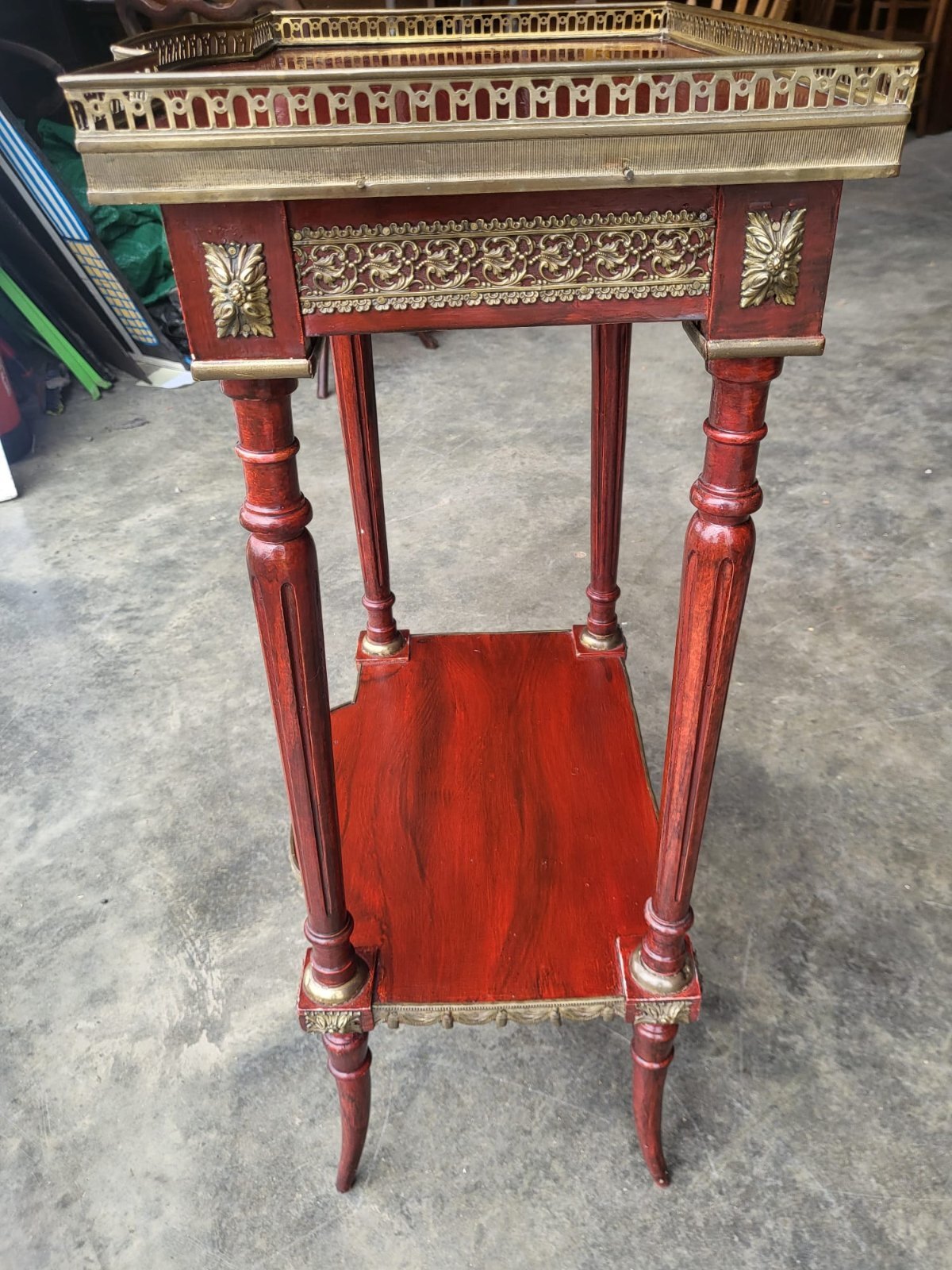 Vintage French 2 tier side end table brass gallery