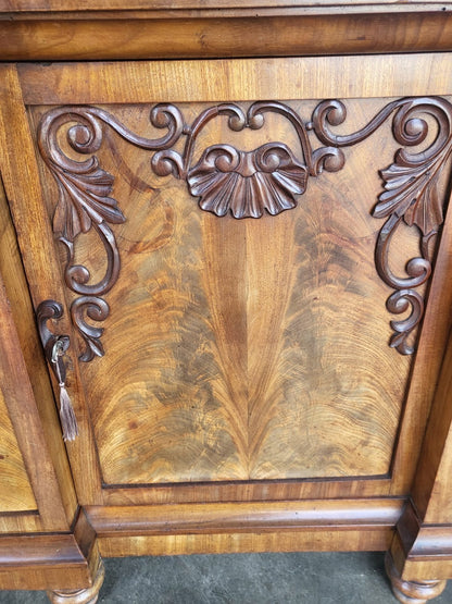 Antique mahogany small break front glazed bookcase cabinet cupboard